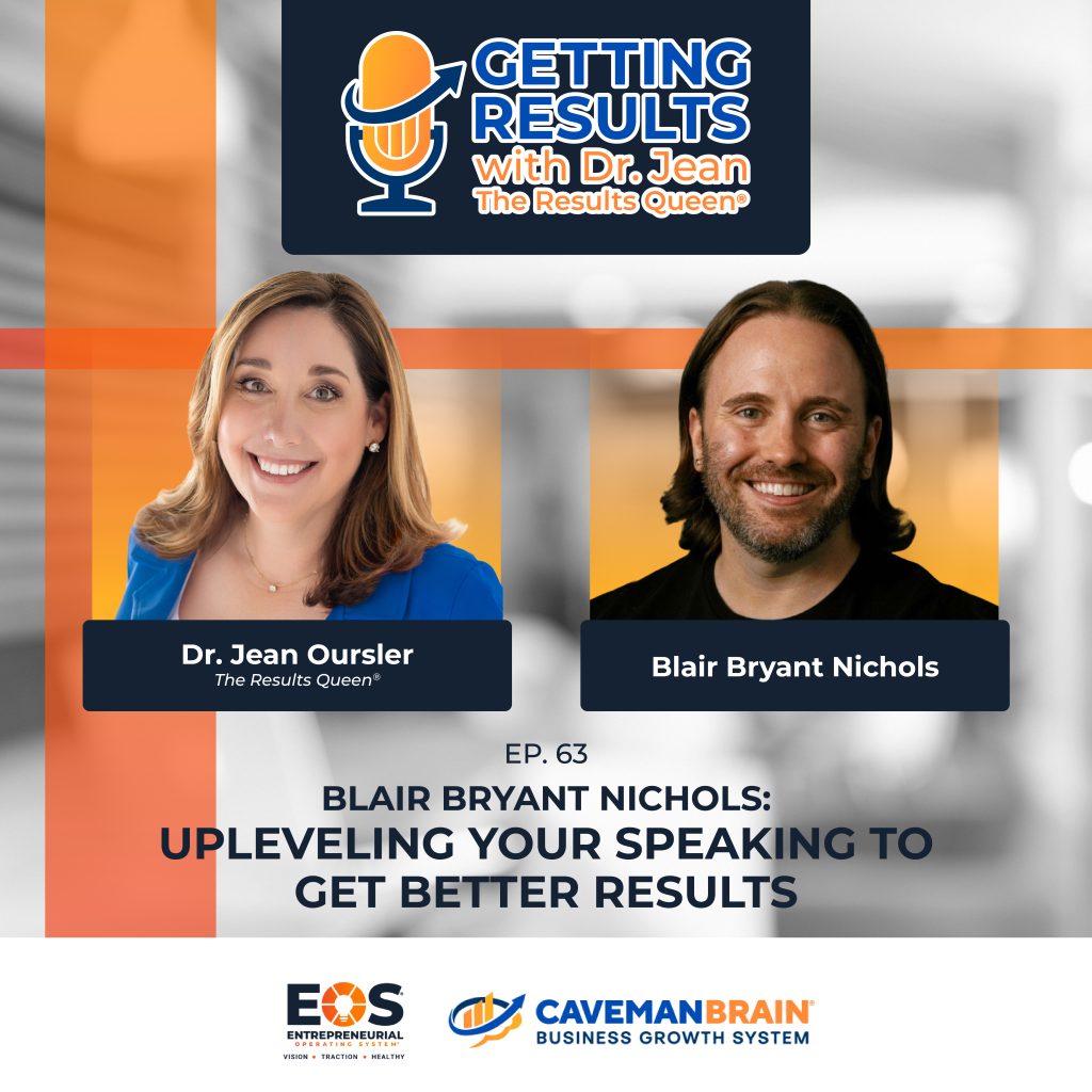 Blair Bryant Nichols discussing how to uplevel your speaking on the Caveman Brain podcast